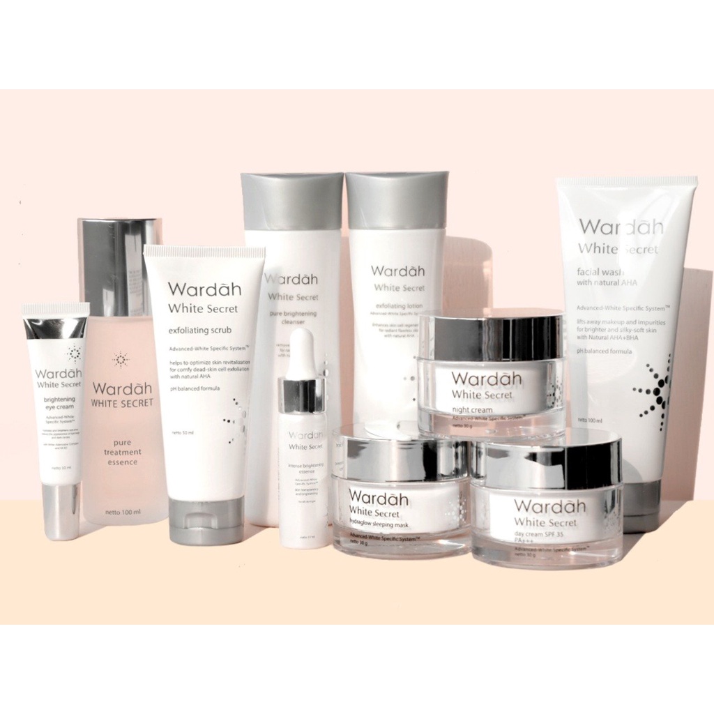 WARDAH Crystal SECRET SERIES/White SEcret (  Day / Night / Eye Cream /  Essence / Facial Wash / Exfo