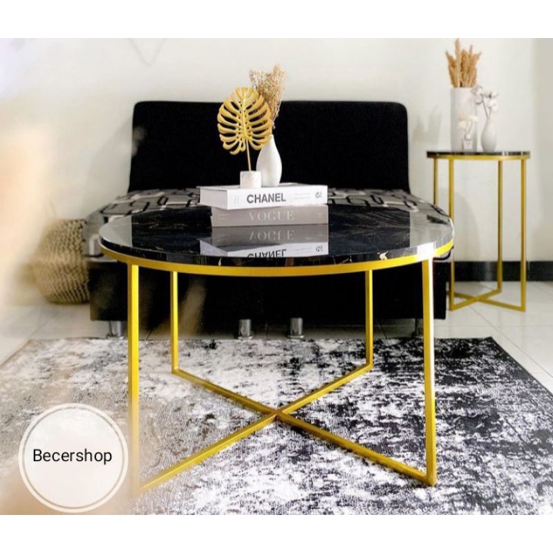 MEJA BULAT LESEHAN MEJA TAMU