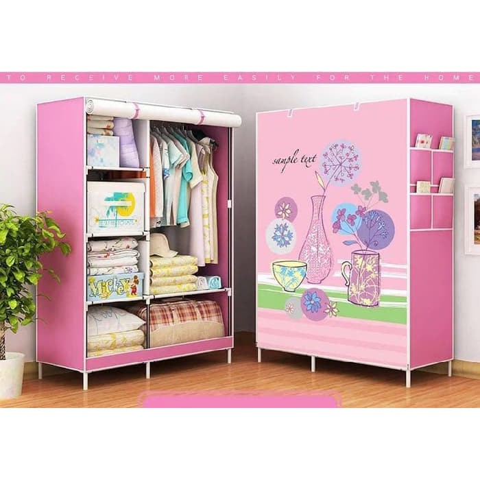 3kg Lemari Pakaian Portable Bongkar Pasang Rak Baju Lemari Baju Shenar Motif Flower In Vase Shopee Indonesia