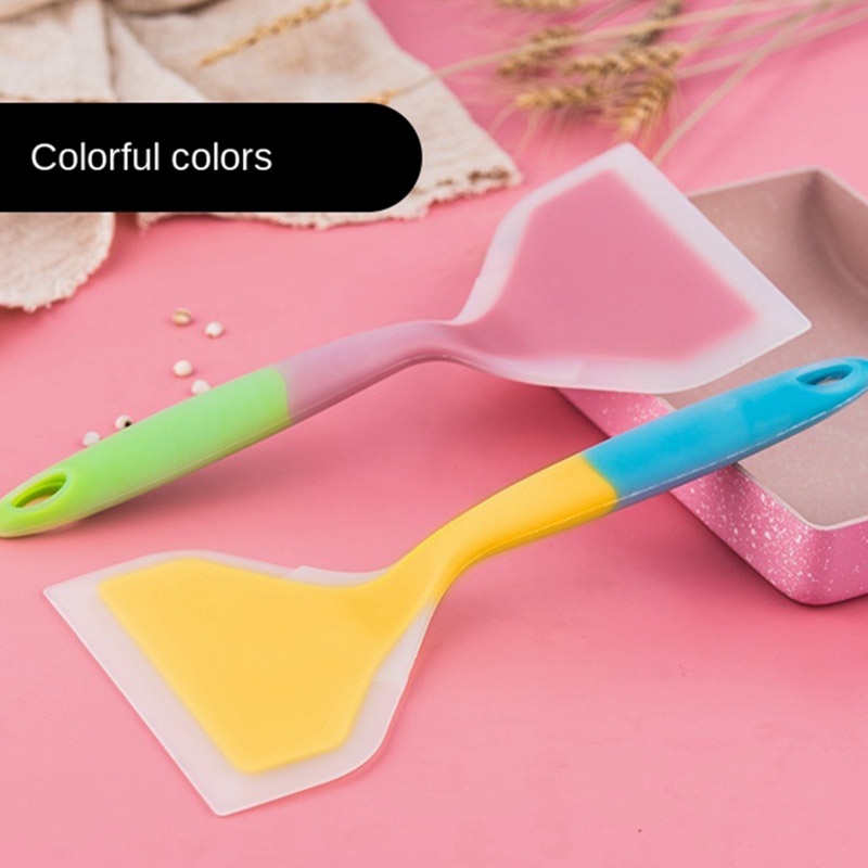 High Temperature Resistant Tamagoyaki Silicone Spatula Pan Dedicated Spatula Flat Bottom Spatula for Frying Pans Orange