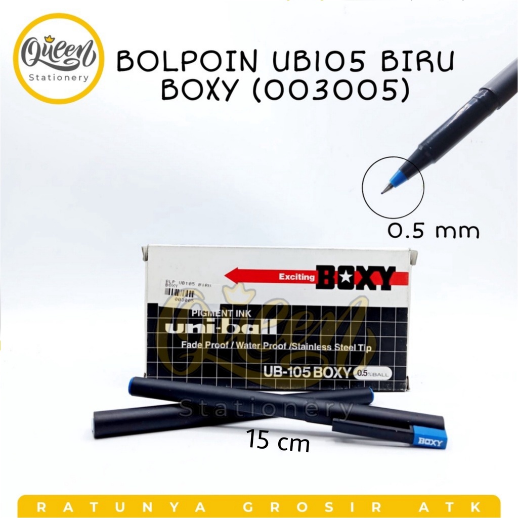 1 PCS BALLPOINT UB105 BIRU BOXY / PULPEN 0.5MM / BOLPEN TINTA WARNA BIRU / PENA / PEN (003005)