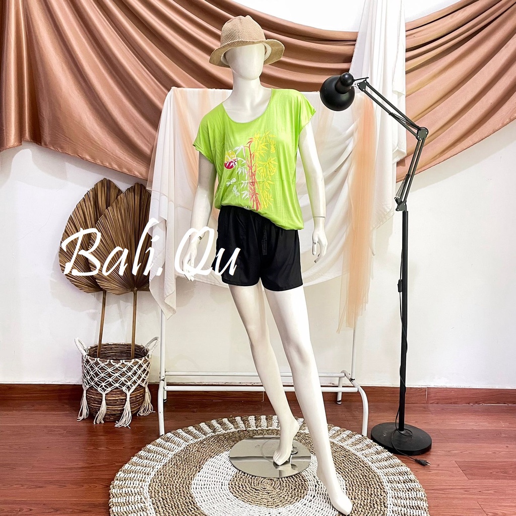 Baju Atasan Kaos Bambu Bali XL Kain Halus-HIJAU STABILO