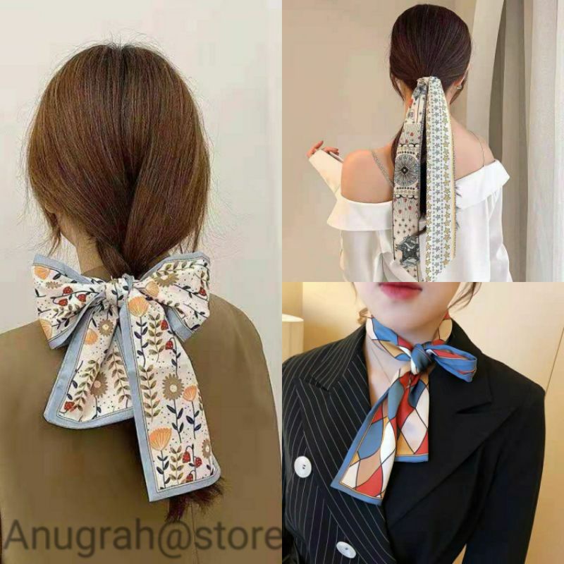 PREMIUM SATIN SCRAF SYAL / TWILLY BAG / BANDANA / Ikat rambut tali Korea / Korean Silk Hair Ribbon Anugrah@store