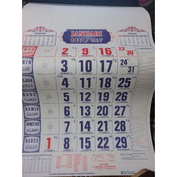 Kalender 2024 Kalender Tahun Baru Kalender Gantung/ Dinding Murah