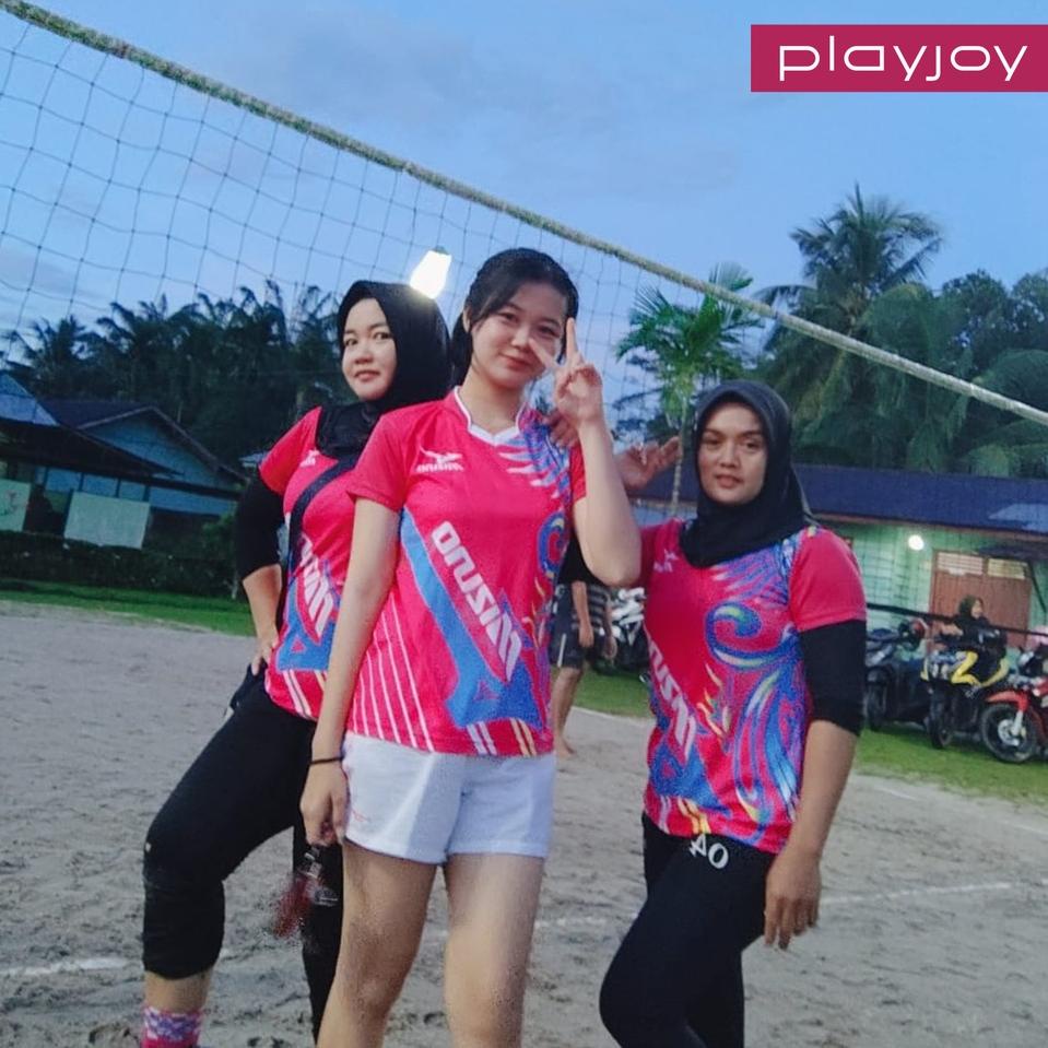 Terlaris.. PAKAIAN OLAHRAGA ATASAN WANITA KAOS VOLLY BADMINTON FUTSAL BULUTANGKIS JERSEY PRINTING PI