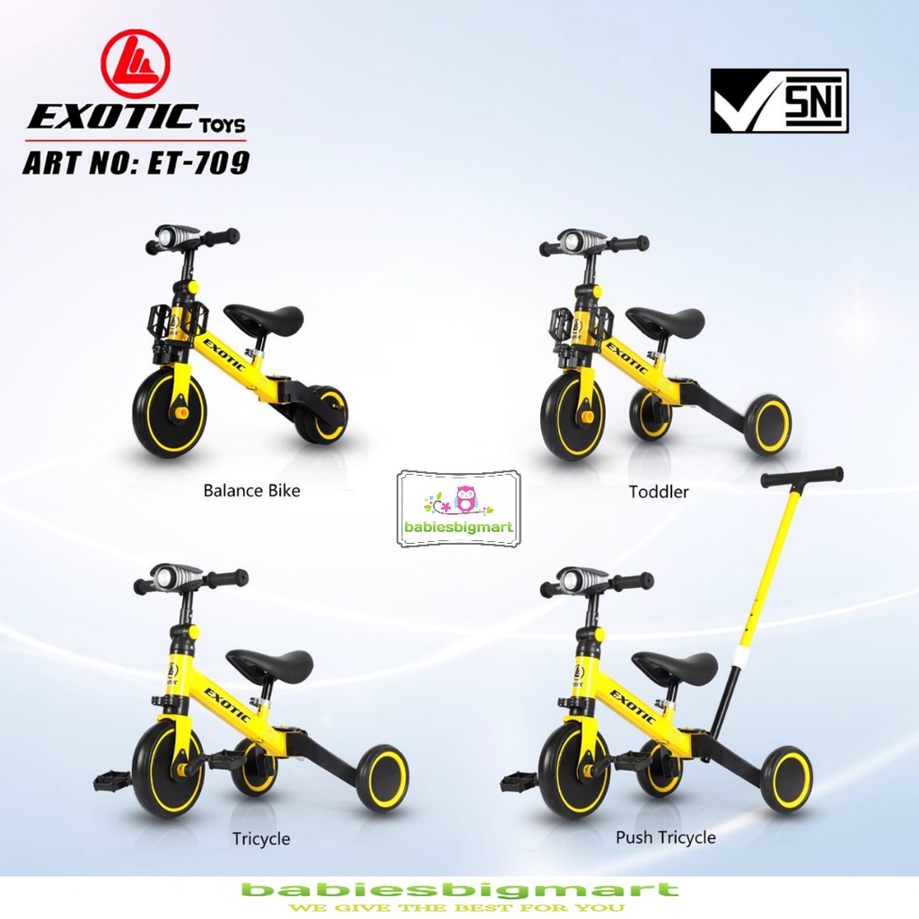 BALANCE BIKE SEPEDA RODA 3 TIGA TRICYCLE PUSH 3IN1 ANAK AVIATOR AT 7901 / 7905 EXOTIC ET 5511 / ET 709 / ET 2011 / ET 2017 / ET 2008 / PACIFIC PC 5022 / GY 717 / NUWA 20 9M / 20 5