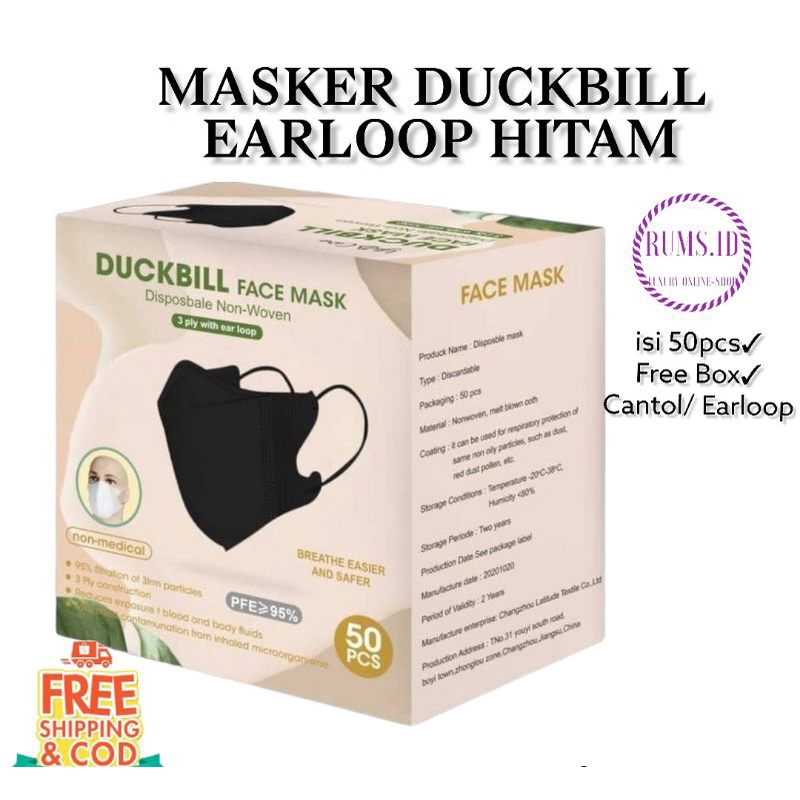 DUCKBILL Face Mask Hitam isi 50pcs