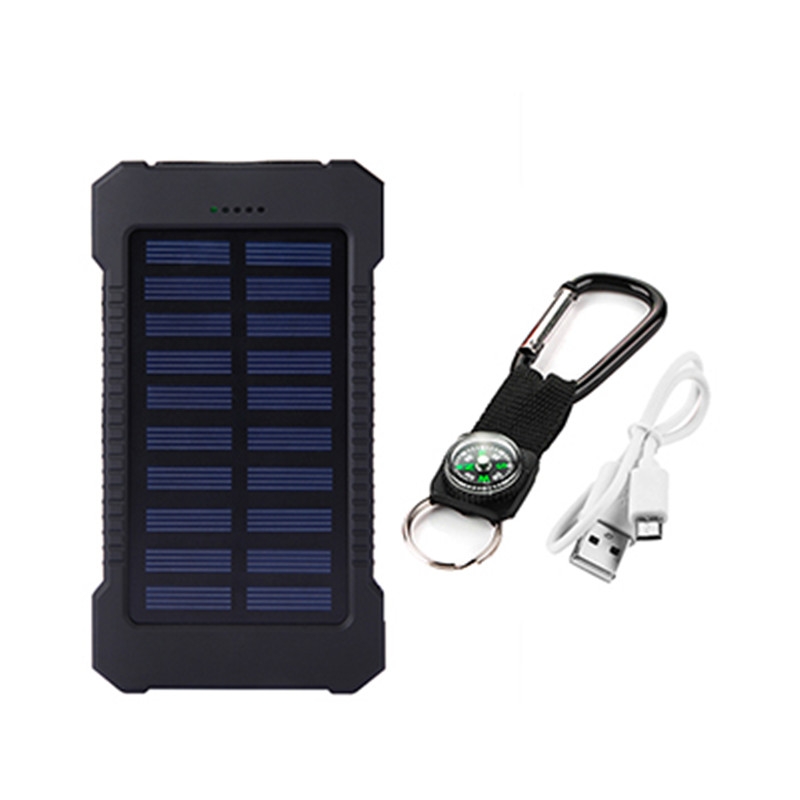 50000mAh Solar Panel Powerbank Charger USB Ports Powerbank External Charger Flashlight