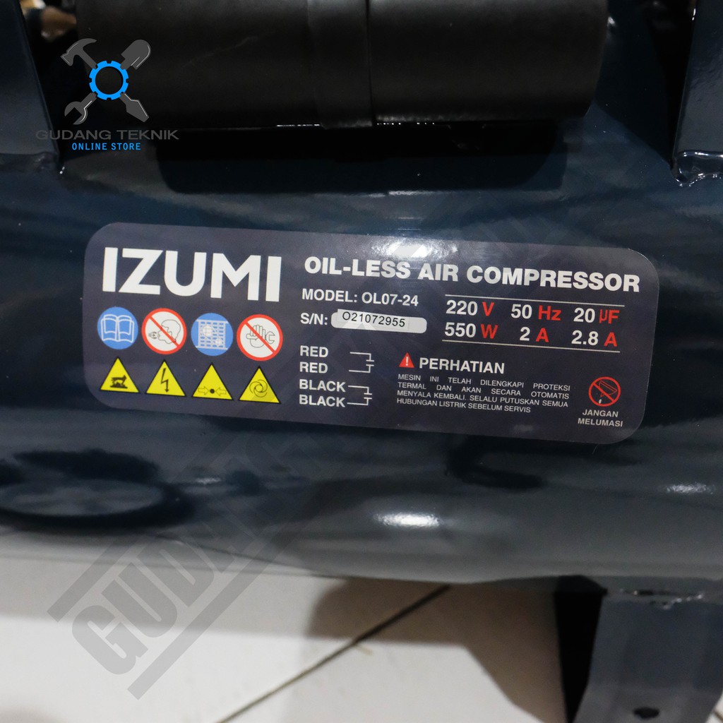 Kompresor Angin Udara Tanpa Oli IZUMI OL0724 24L / Air Compressor Oilless  OL 0724 24 Liter IZUMI