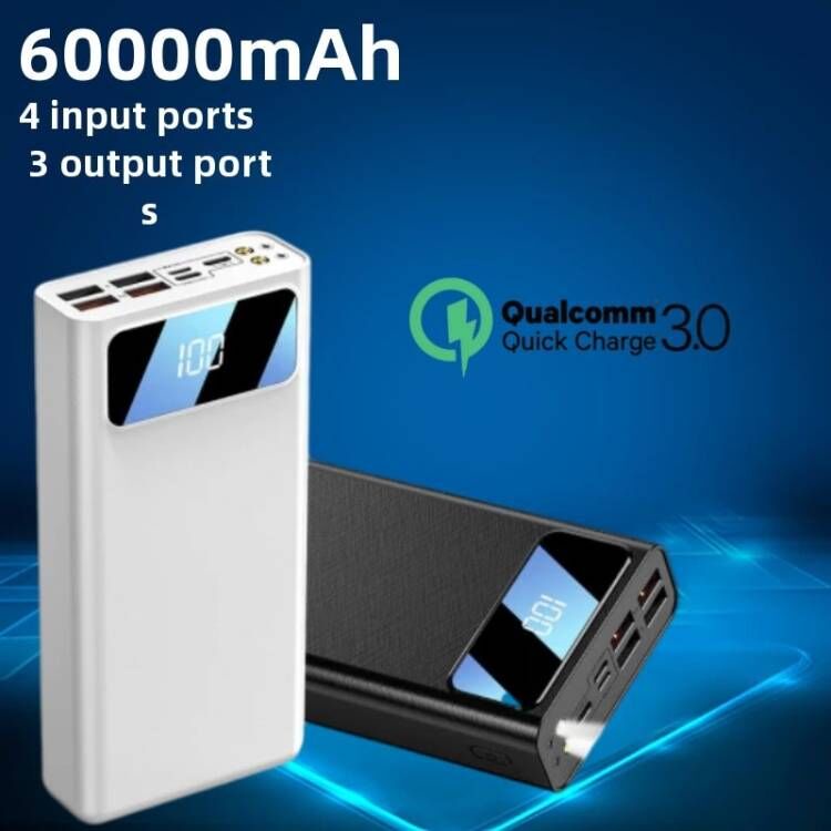 60000mah powerbank Large capacity 3 input 4USB Fast Charging LED Display Portable power bank Externa