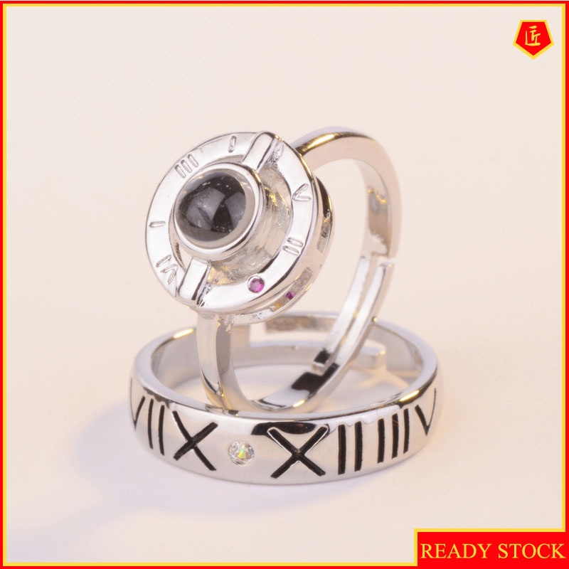 [Ready Stock]925 Silver Roman Numerals Couple Rings