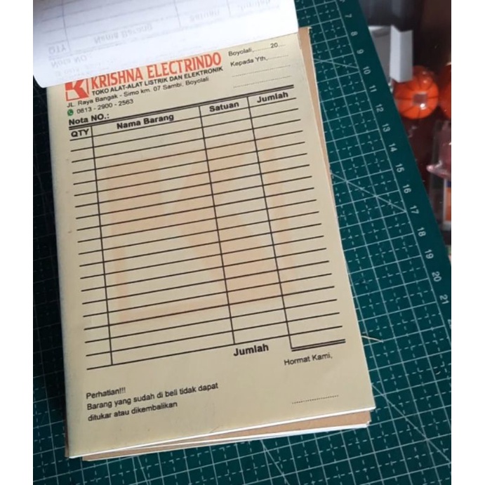 

NOTA NCR 2 PLY ¼ folio CUSTOM SATUAN
