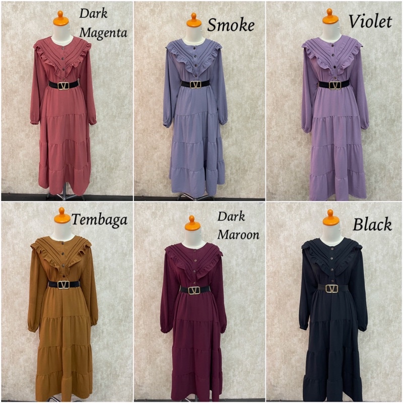 VIKA MIDI DRESS MIDI CRINKLE FREE BELT GROSIR ECER PGMTA