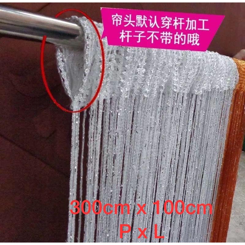 tirai benang putih 3meter x 1meter / tirai gliter putih / tirai dekorasi