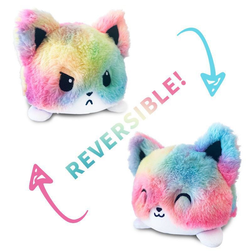 15cm Boneka Reversible Flip Cat Plush Stuffed Toy Soft Animal Cute Doll Children Baby Gifts Mainan