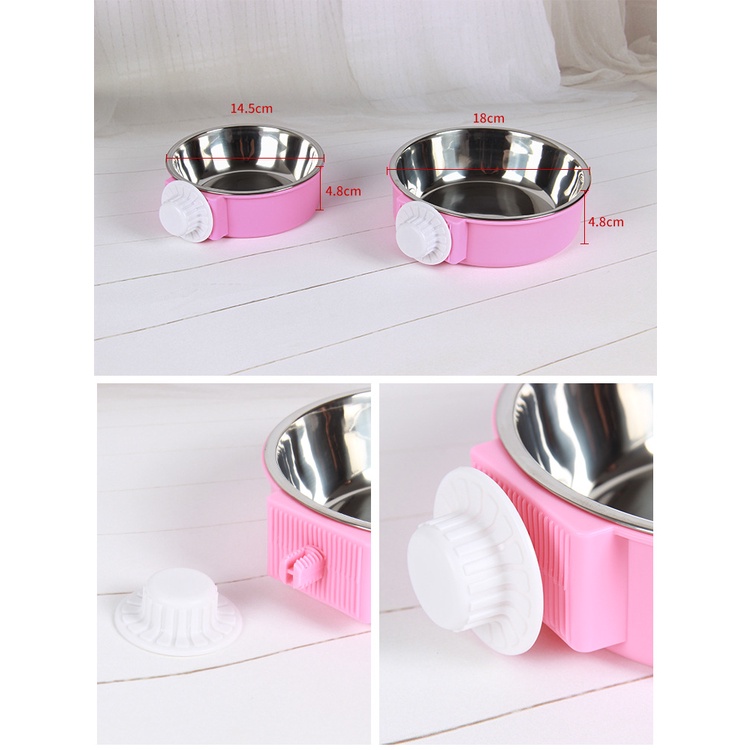 Pet Bowl Stainless Steel Dog Cat Feeder Cage Hanging Mangkuk Tempat Makan Minum Kucing Anjing