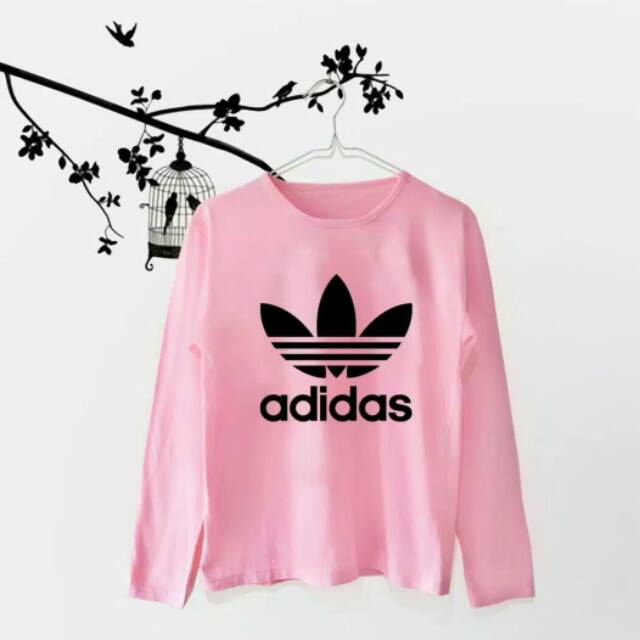 BERKUALITAS Kaos Lengan Panjang Wanita Adidas - Pink