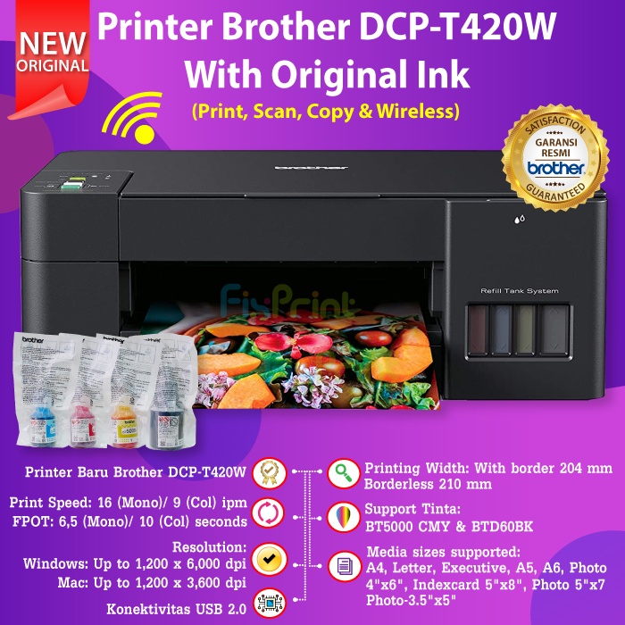 Printer Brother DCP T220 DCP-T220 Pengganti Printer Brother T310 Print Scan Copy InkTank Pabrik