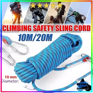 Tali Paracord 10mm Panjat Tebing 10 20 Meter Climbing Rope with Steel Buckle - 24KN - P4 - OR