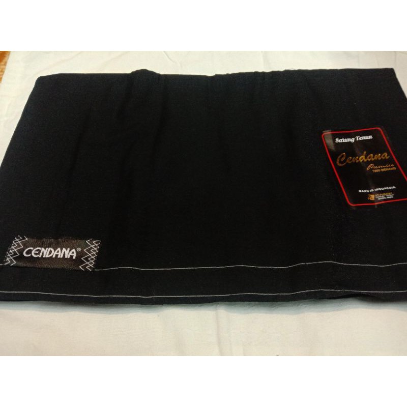 SARUNG CENDANA POLOS WARNA HITAM 7000 BENANG SARUNG PREMIER