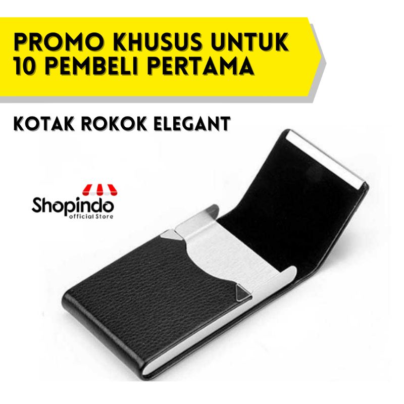 Focus - Kotak/Case Bungkus Wadah Penyimpanan Rokok Elegant Bahan Kulit dan Stainless Menggunakan Mag