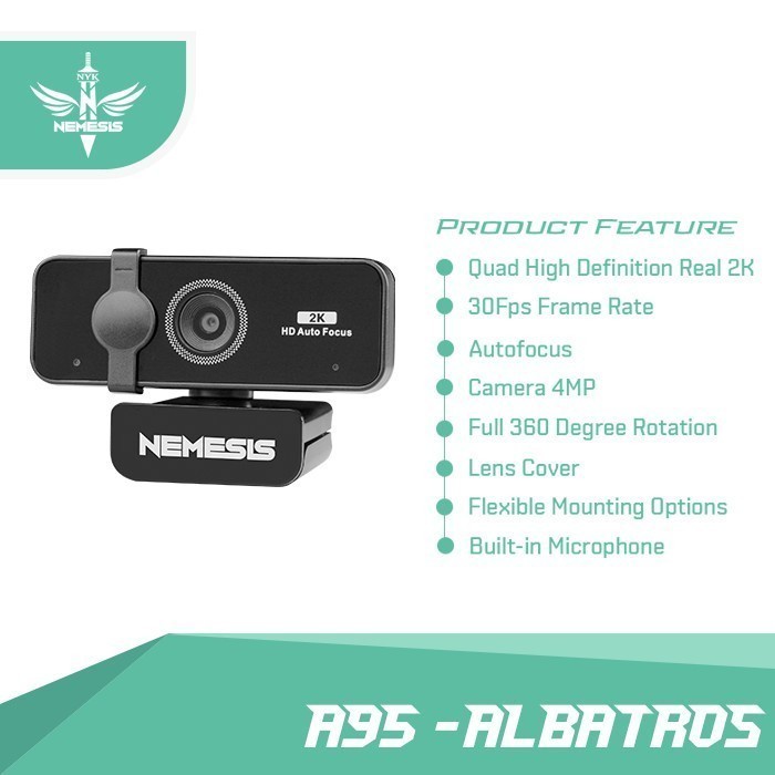 Webcam NYK A95 Albatros QHD Webcam with 2k Resolution NYK A-95 Webcam