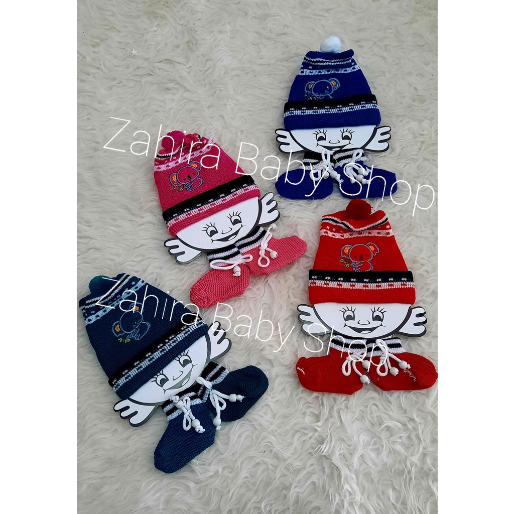 Topi Sarung Tangan Rajut Lusiana/Topi Bayi/Sarung Tangan Baby Rajut