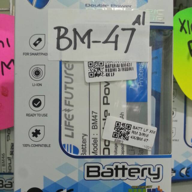Baterai batre xiaomi Bm47 double power