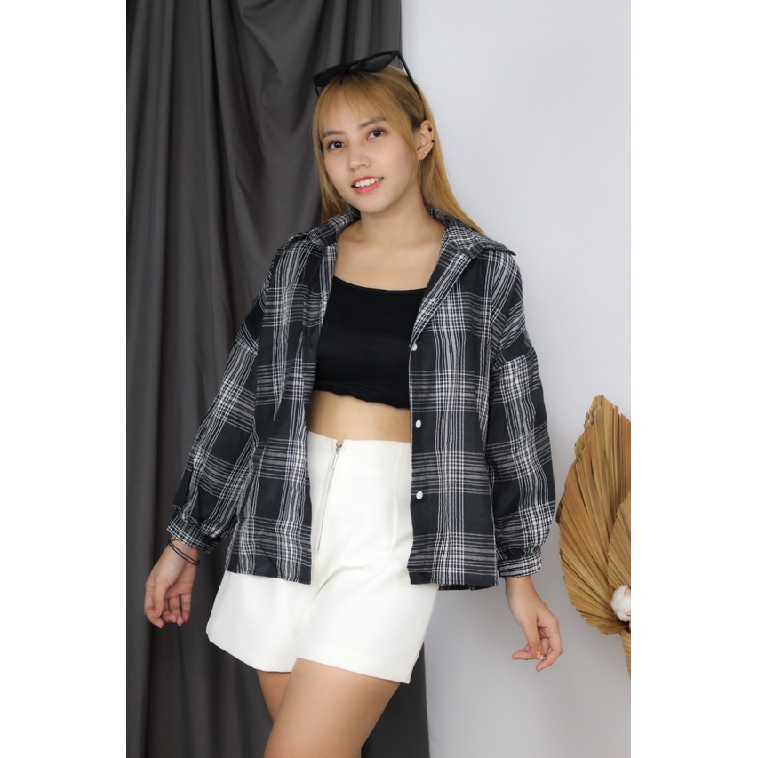 RF FASHION - Kemeja Oversize Oslin Anggita  Kemeja Osaka-GUILEN-HITAM