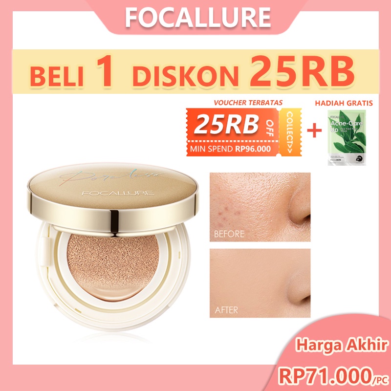 FOCALLURE #GoldenAge BB Cushion Full Coverage Poreless Foundation Waterproof Face Makeup