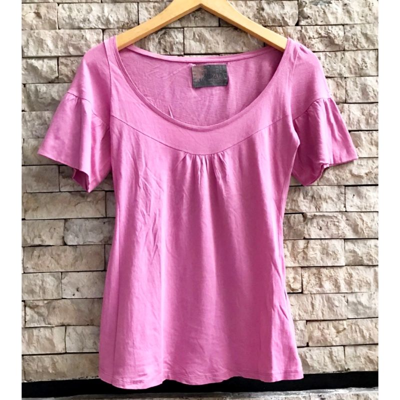 PRELOVED ZARA BOAT NECK TOP WOMAN ORIGINAL - ATASAN BLOUSE KAOS WANITA ORI