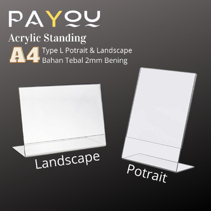 

Acrylic Standing A4 L Potrait/ Landscape/ Tempat Brosur/ Tent Holder