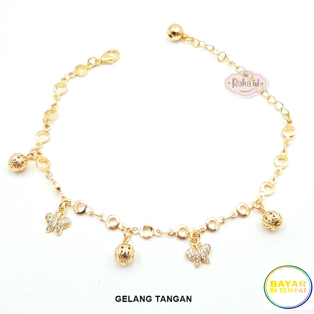 Gelang Tangan Wanita Kupu Kupu Silver dan Gold Perhiasan Wanita 797