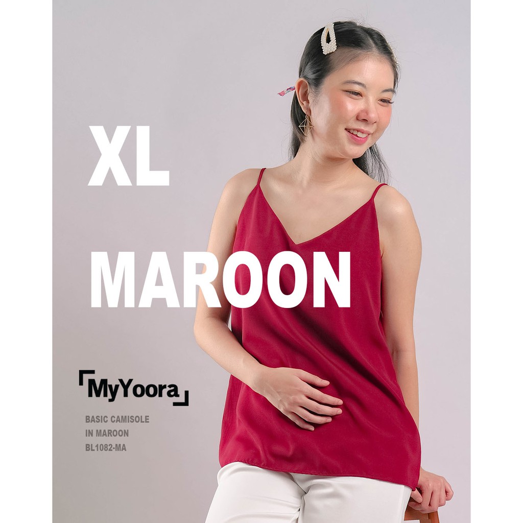MyYoora Basic Camisole Tank Top Tanktop Cami Wanita BL1082-XL-Maroon-Adjustable