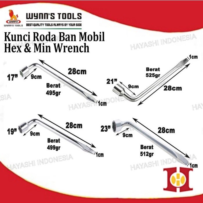 Kunci Roda Ban Mobil 17inch,19inch,21inch,23inch Hex dan Min Wrench