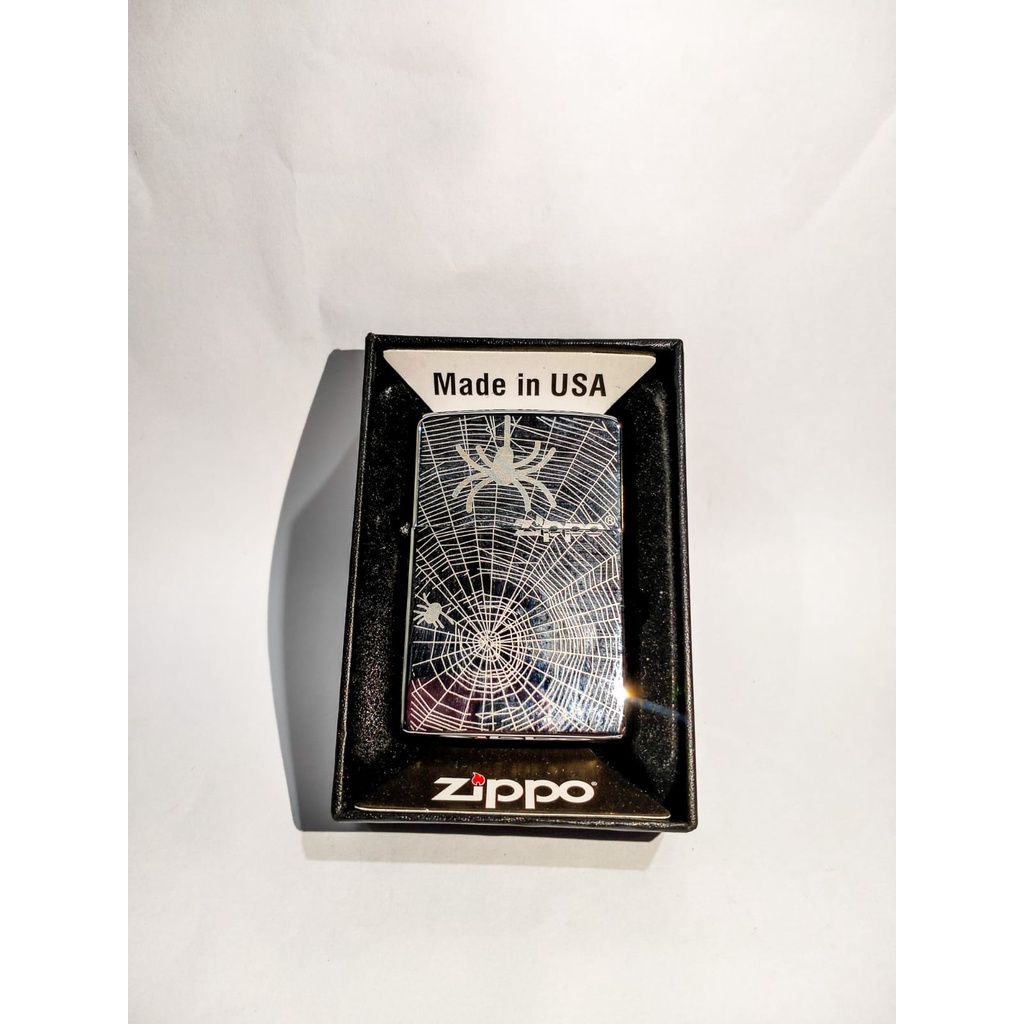 Korek Api Zippo Silver Ice Spider Original / Mancis Unik / Free Box