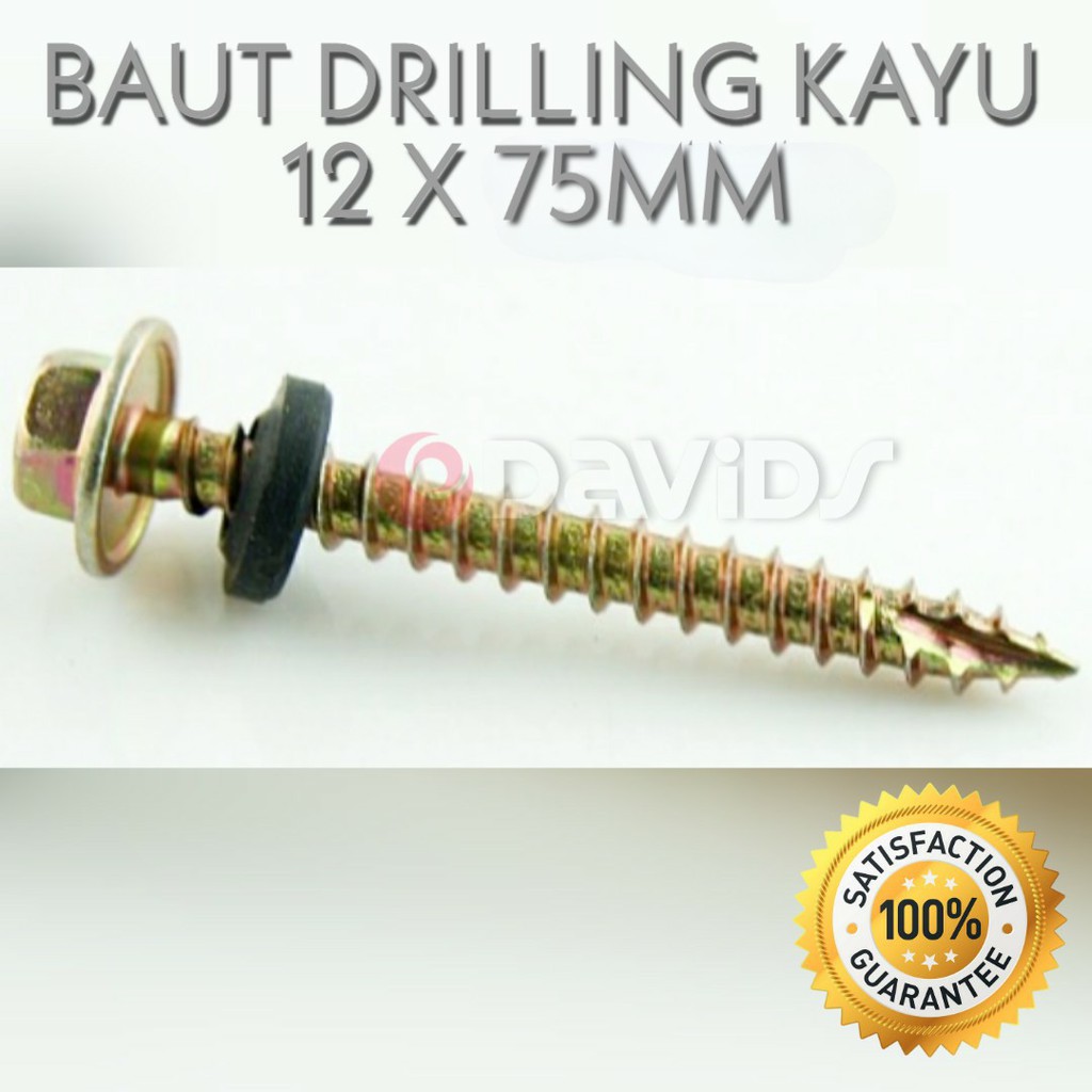  Baut  Sekrup Baja Ringan Roofing Drat Kasar Kayu 7cm  12x70 