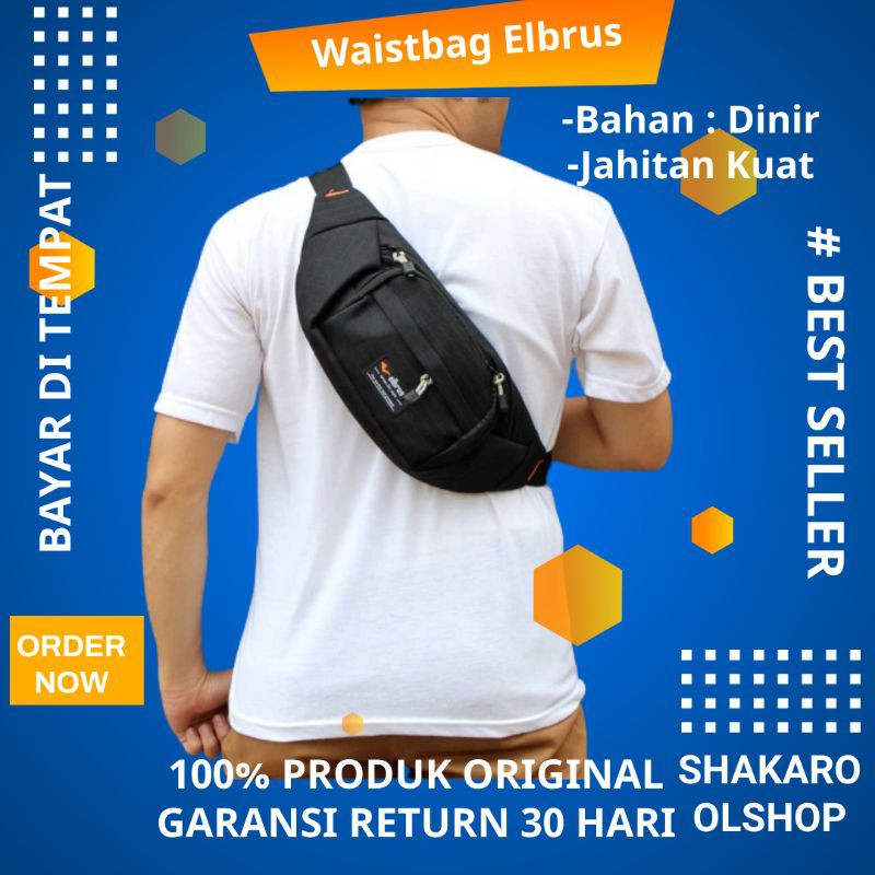 Tas Slempang Pria Distro Murah Waistbag Pria Distro Murah Elbrus TL 251 Hitam