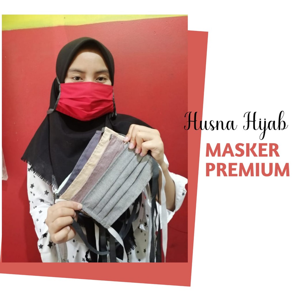 [BRAND HUSNA HIJAB] Masker Kain PREMIUM 1 Lusin (12 Pcs) / Grosir Masker Kain Murah