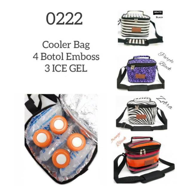 Cooler bag asi mino + 4 btl 150ml ORANGE EMBOSS+ 3 pcs blue gel s1/TAS FOIL TAS BAYI BABY DIAPERS BAG / TAS PERLENGKAPAN BAYI / TAS BABY TAS PERLENGKAPAN ASI ASIP&quot;