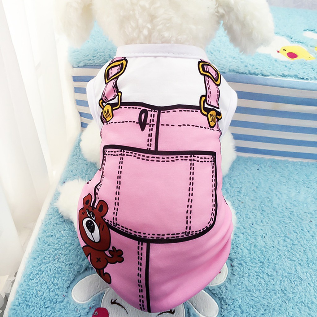 Kaos Rompi Suspender Palsu Breathable Motif Kartun Teddy Bear Untuk Anjing Kucing Peliharaan