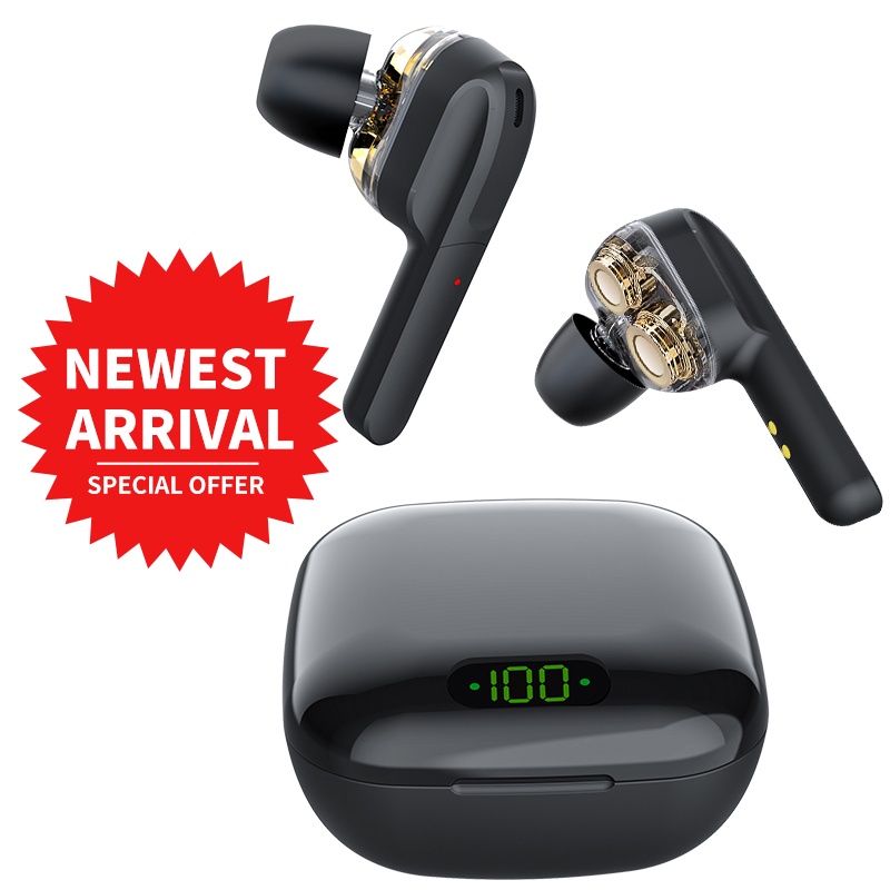 TWS L50 Headset Bluetooth Super Full Bass Noise Cancelling Earbuds HiFi Stereo Handsfree Umur Panjang Double Action Coil Empat Speaker Smart Touch Wireless earphone