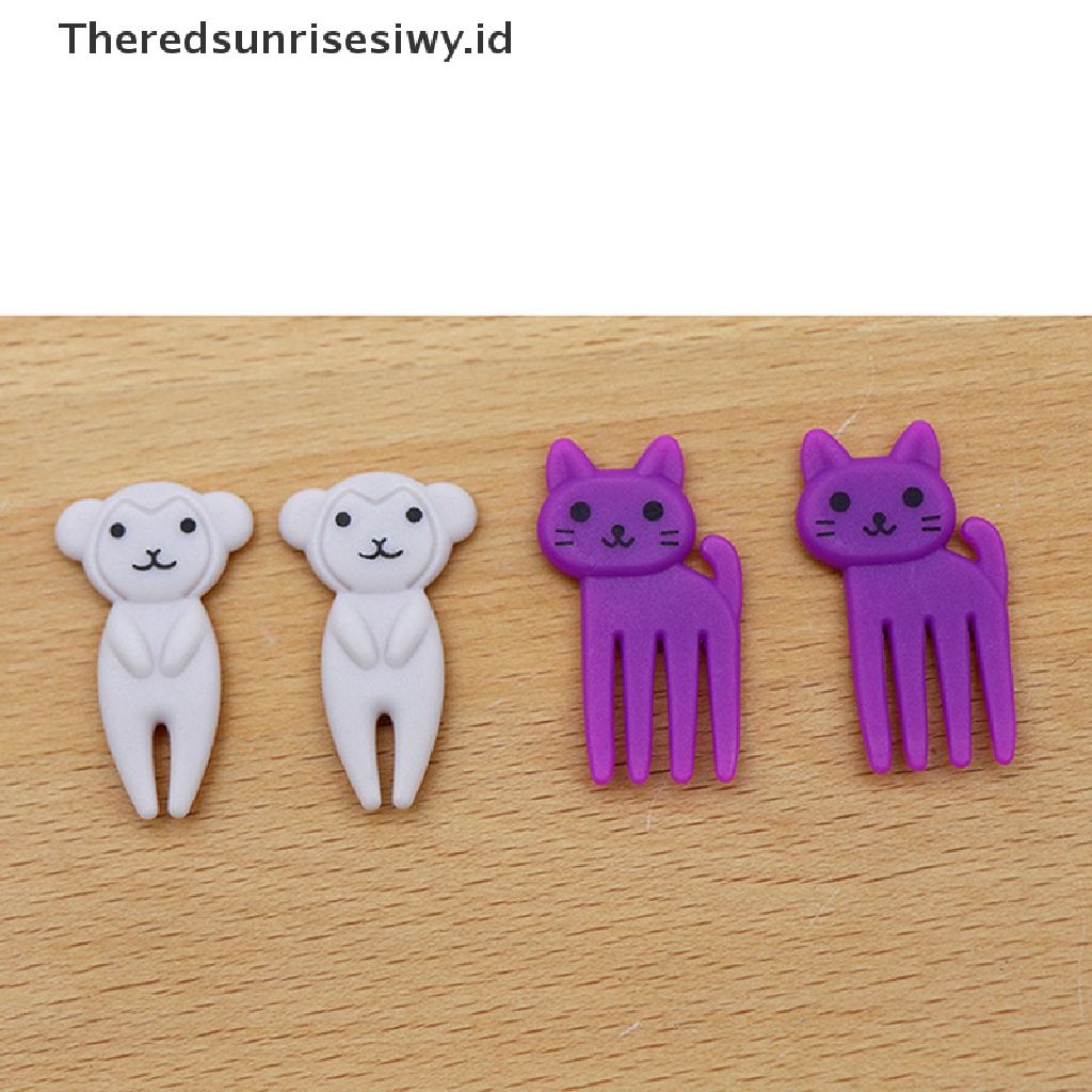 # Alat Pemotong Buah # 10pcs Garpu Buah / Kue / Snack / Dessert Mini Motif Kartun Hewan Untuk Anak