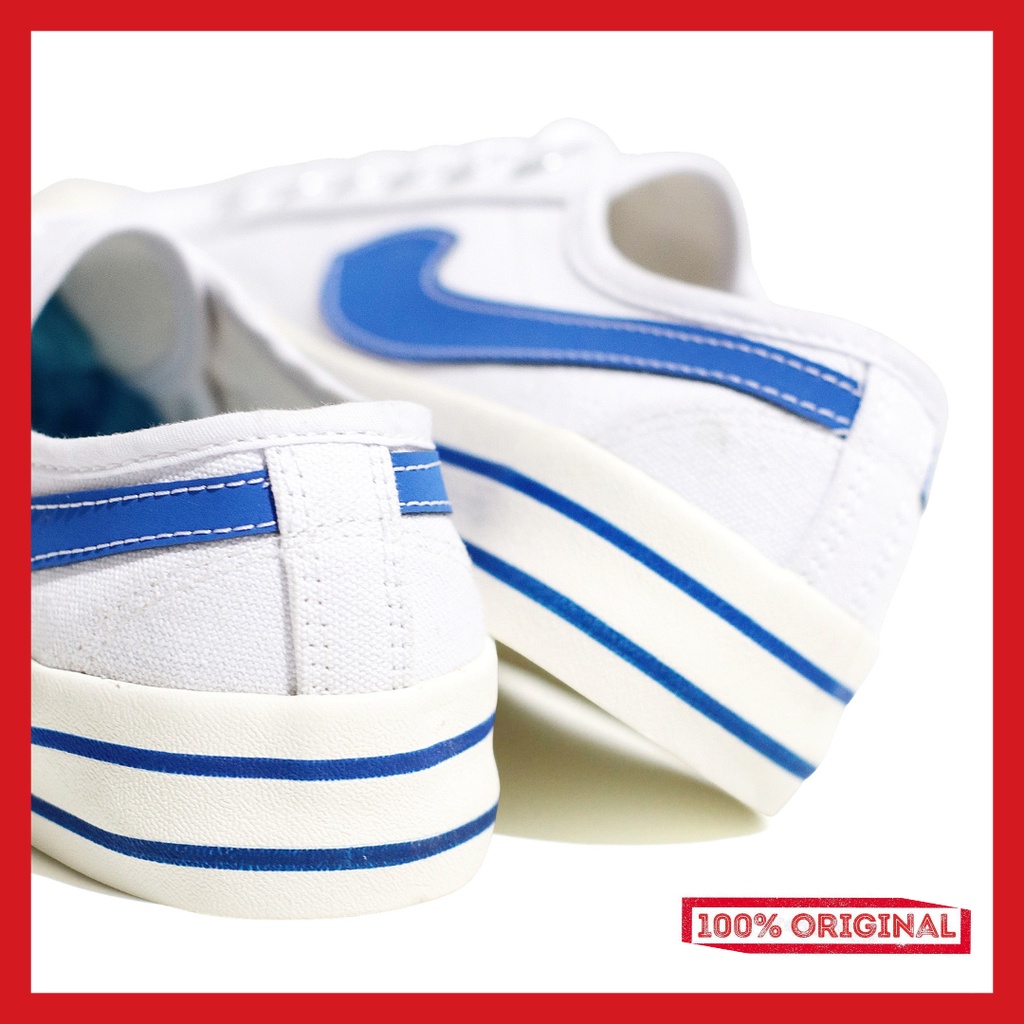 ORIGINAL - Sepatu Brand Lokal Kasual Pria Wanita No Brand White Blue Low Not Sneakers Compass Retrograde Putih Biru