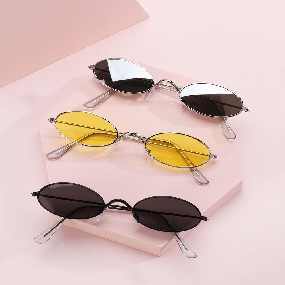 R-flower Oval Sunglasses Retro Pria Dan Wanita Frame Kecil Kacamata Matahari