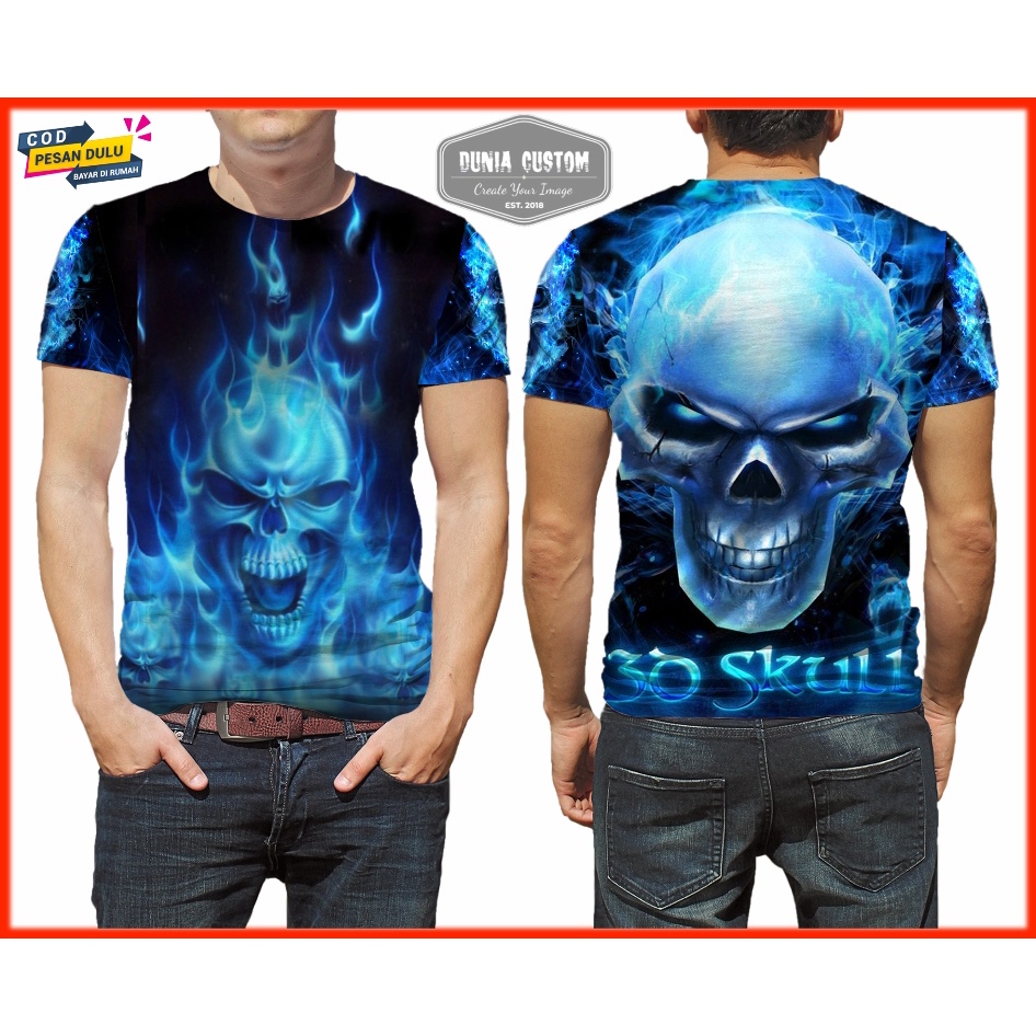 Kaos Pria Tengkorak / Baju Tengkorak / T-shirt Pria Tengkorak Fullprint