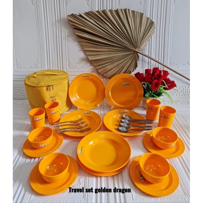 TRAVEL SET GOLDEN DRAGON/MELAMIN TRAVEL GOLDEN