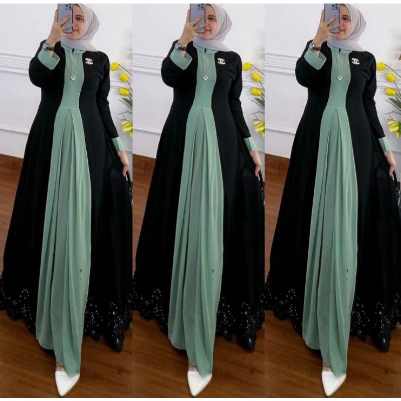 Zifa Fashion || Cod || Safina Dress Abaya Cruty Renda Bordir || Gamis Cruty Model Terbaru || *ST