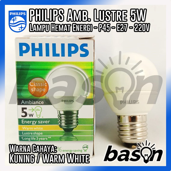 PHILIPS Ambiance Lustre P45 5W E27 - Cahaya Kuning