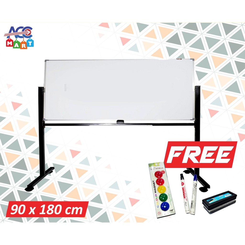

Keiko White Board Single Face Stand 90x180cm Free Spidol + penghapus + Pin Color Magnet